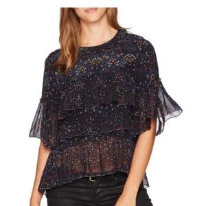 Velvet Floral Cali Ruffle Blouse